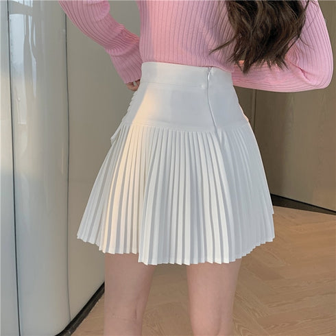 ワンカラープリーツミニスカート